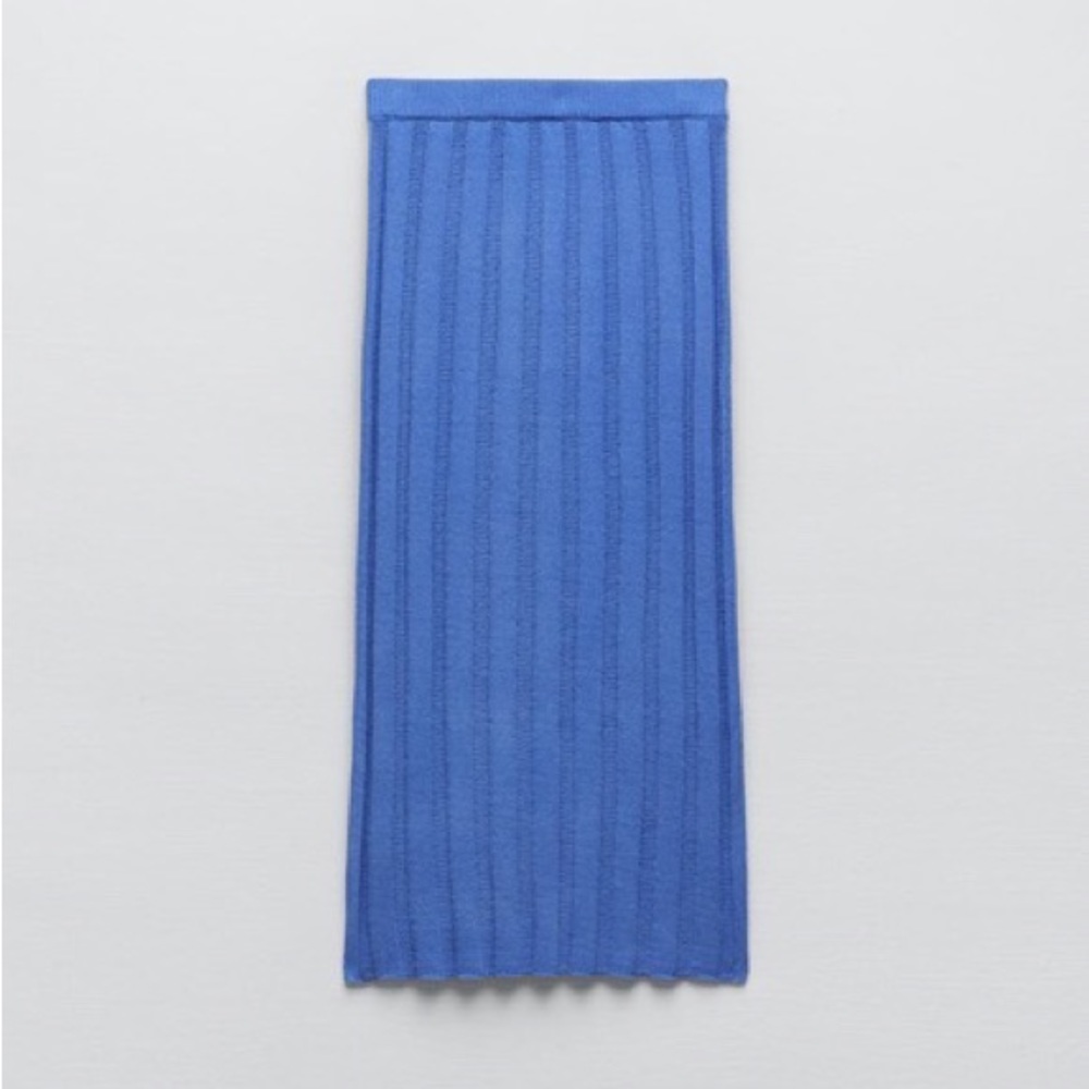 CHENILLE RIB SKIRT BLUE KNIT MIDI SKIRT 7901/820 SIZE M MEDIUM